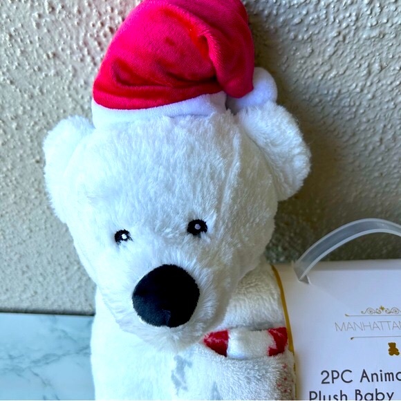 Manhattan kids Baby Blanket with trees and Polar Bear Pillow 2pc Set holiday New - Picture 6 of 6